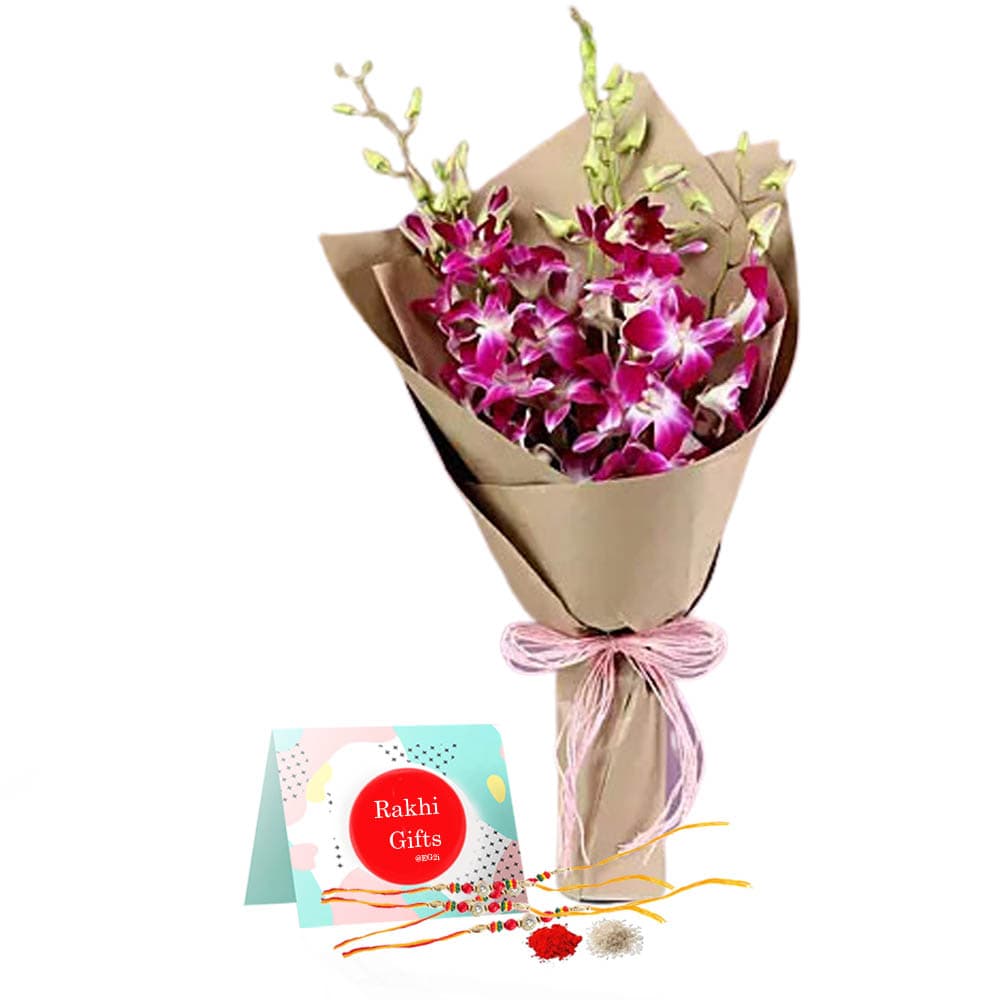 Orchid bunch with Rakhi
