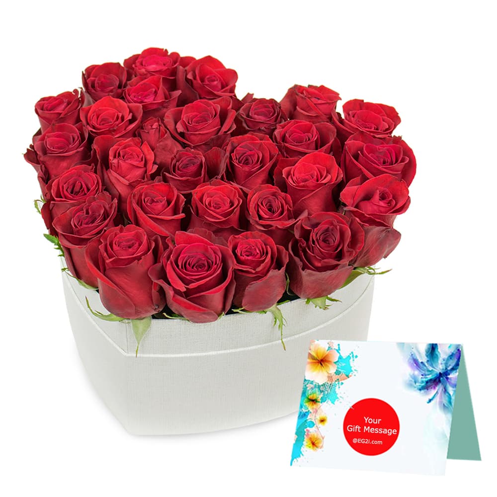 40 Red Roses Heart Shape Box/Basket Arrangement