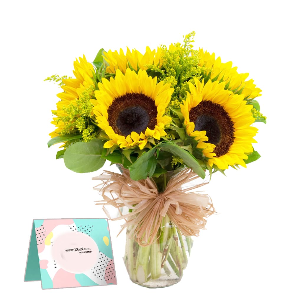 Sunflowers Glass Vase Arrangement