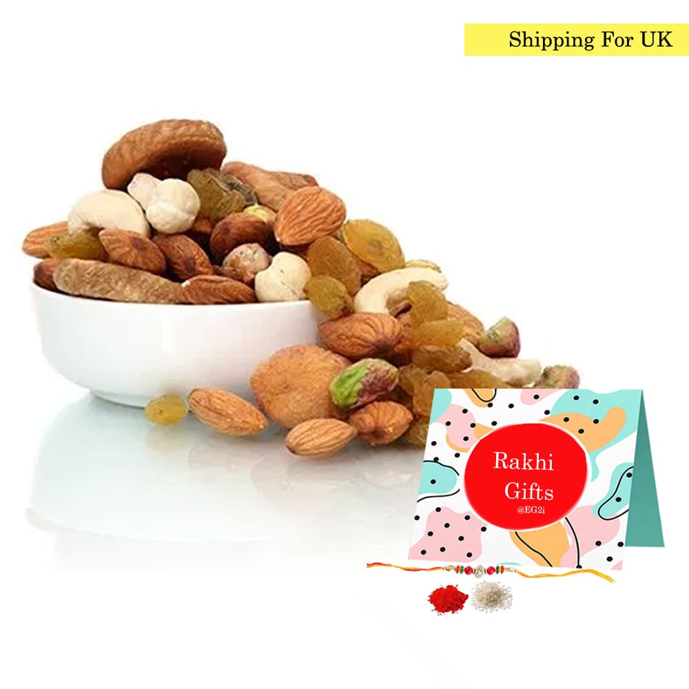 Rakhi with Mixed Dry fruits for UK
