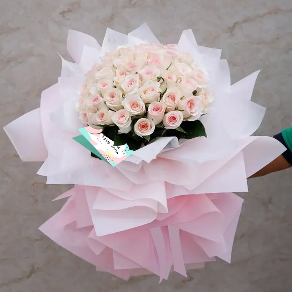 Pink Roses with Paper wrapping