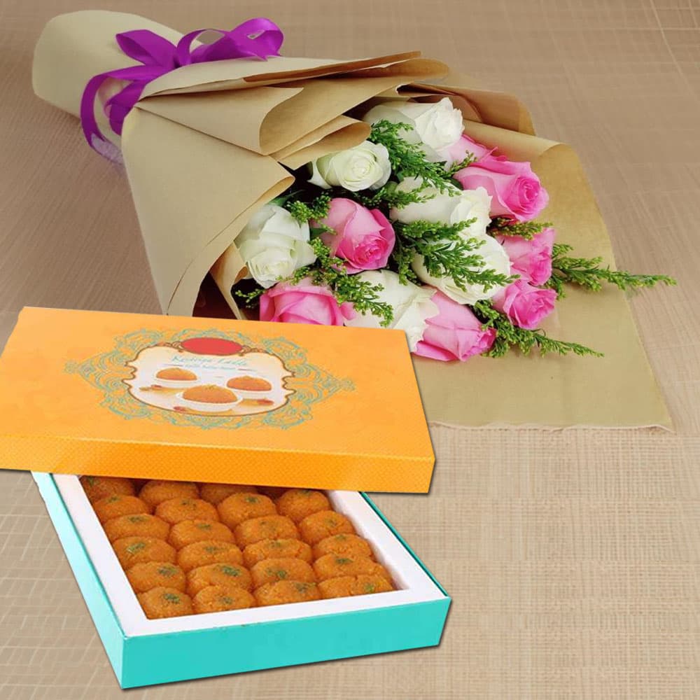 Flowers with Mithai Box