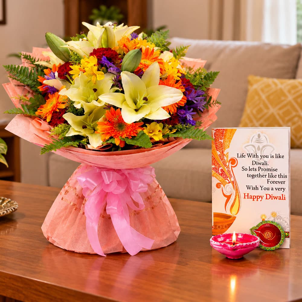Diwali Festive Mixed Flower Bouquet