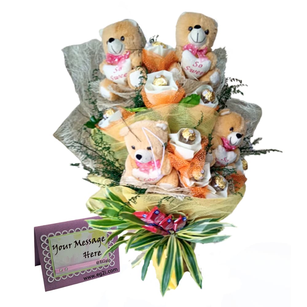 Teddy with chocolate Boquet