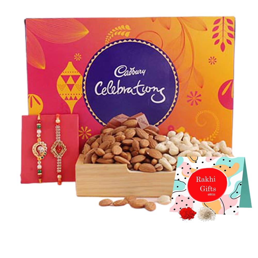 Almond Cashew Cadburry celebration with Bhaia Bhabi Rakhi