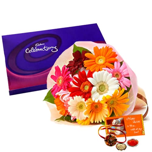 Celebration n Gerbera with rakhi